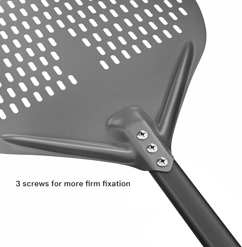 Karboby 14” Perforated Pizza Peel, Long Handle Hard Anodized Aluminum Pizza Peel, Extra Large Pizza Turning Peel, Professional Pizza Pizza Paddle, 34.8 inch overall - Image 3